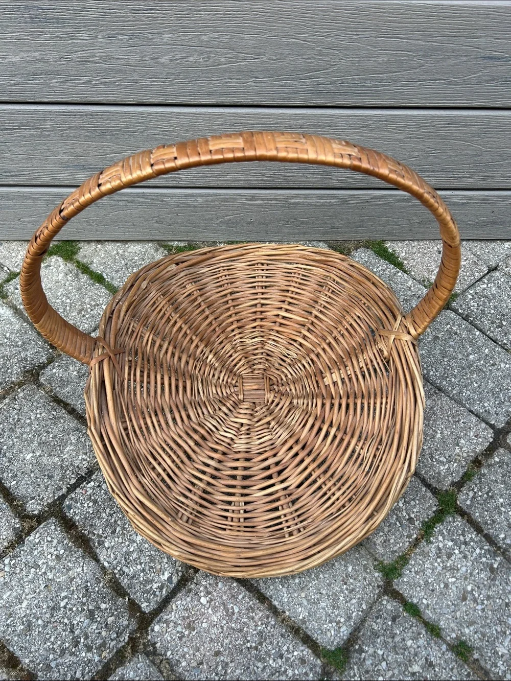 Vintage Wicker Gathering Harvest Basket Herb Flower Garden French Country